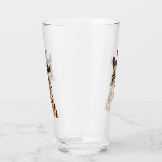 Funny Giraffe Tongue Out and Playful Wink - Fun Glas (Rechts)