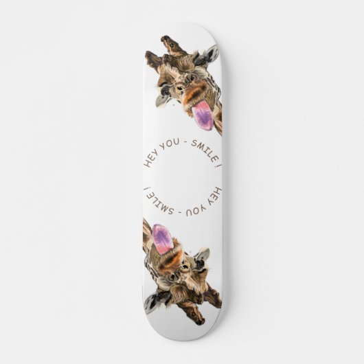 Funny Giraffe Tongue Out and Playful Wink - Fun Persoonlijk Skateboard (Voorkant)