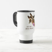 Funny Giraffe Tongue Out and Playful Wink - Fun Reisbeker (Voorkant links)