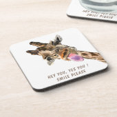 Funny Giraffe Tongue Out and Playful Wink - Smile Bier Onderzetter (Linkerzijde)