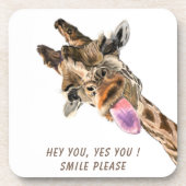Funny Giraffe Tongue Out and Playful Wink - Smile Bier Onderzetter (Voorkant)