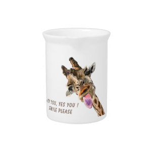 Funny Giraffe Tongue Out and Playful Wink - Smile Bier Pitcher