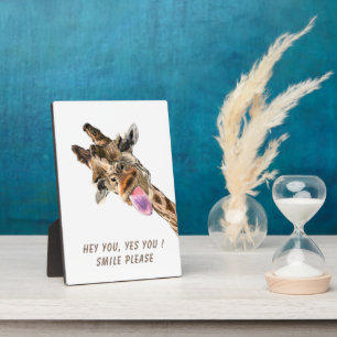 Funny Giraffe Tongue Out and Playful Wink - Smile Fotoplaat