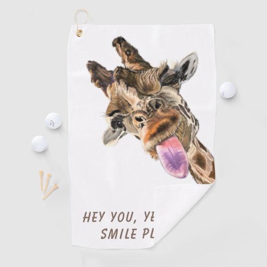 Funny Giraffe Tongue Out and Playful Wink - Smile Golfhanddoek (Insitu)