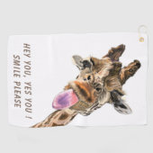 Funny Giraffe Tongue Out and Playful Wink - Smile Golfhanddoek (Horizontaal)