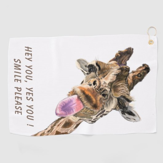 Funny Giraffe Tongue Out and Playful Wink - Smile Golfhanddoek (Horizontaal)