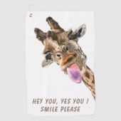 Funny Giraffe Tongue Out and Playful Wink - Smile Golfhanddoek (Voorkant)