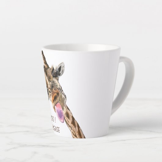 Funny Giraffe Tongue Out and Playful Wink - Smile Latte Mok (Rechterhoek)
