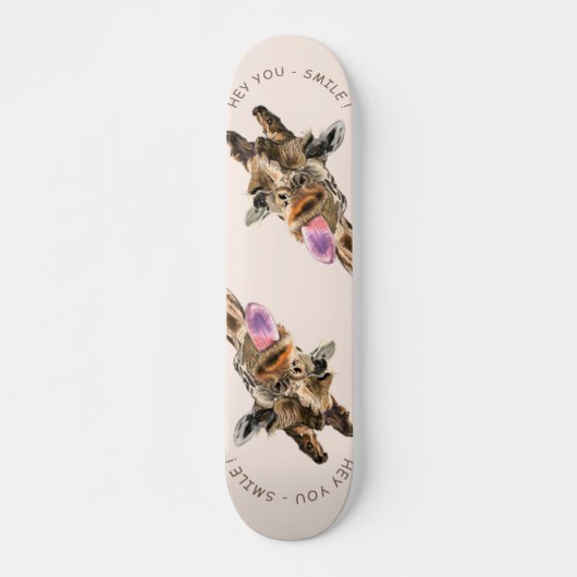 Funny Giraffe Tongue Out and Playful Wink - Smile Persoonlijk Skateboard (Voorkant)