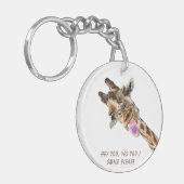 Funny Giraffe Tongue Out and Playful Wink - Smile Sleutelhanger (Voorkant Links)