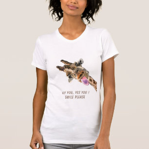 Funny Giraffe Tongue Out and Playful Wink - Smile  T-shirt