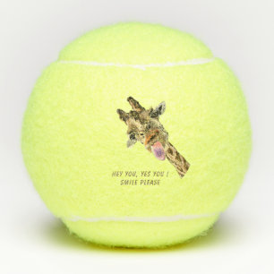 Funny Giraffe Tongue Out and Playful Wink - Smile Tennisballen