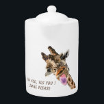 Funny Giraffe Tongue Out and Playful Wink - Smile  Theepot<br><div class="desc">Grappig Giraffe Tongue uit en afspeelwink - Smile Animal Cartoon Tekenen - Kies / voeg je unieke tekst / lettertype / kleur toe - Maak je eigen cadeautje - Resize en beweeg of verwijder en voeg elementen / afbeelding toe met aanpassingsgereedschap! - Tekening en ontwerp door MIGNED. Je kunt ook...</div>