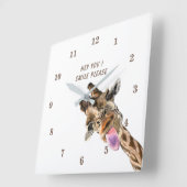 Funny Giraffe Tongue Out and Playful Wink - Smile Vierkante Klok (Hoek)