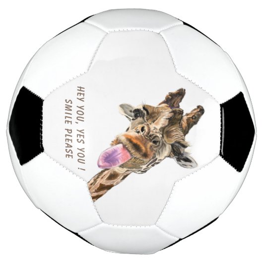 Funny Giraffe Tongue Out and Playful Wink - Smile Voetbal (Gedraaid)