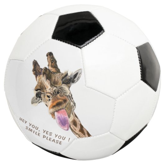 Funny Giraffe Tongue Out and Playful Wink - Smile Voetbal (Drie kwart)