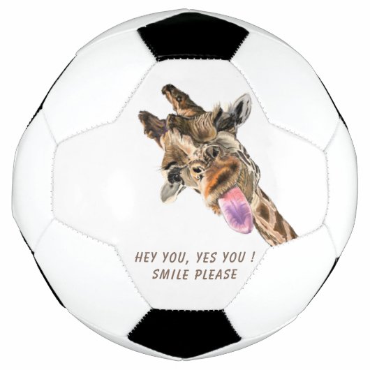 Funny Giraffe Tongue Out and Playful Wink - Smile Voetbal (Voorkant)