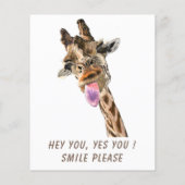 Funny Giraffe Tongue Out en Playful Wink Cartoon Flyer (Achterkant)