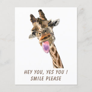 Funny Giraffe Tongue Out en Playful Wink Cartoon Flyer