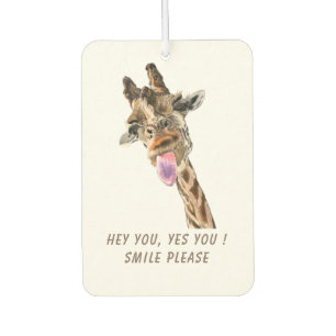 Funny Giraffe Tongue Out en Playful Wink Cartoon  Luchtverfrisser