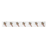 Funny Giraffe Tongue Out en Playful Wink Cartoon Satijnen Lint (Voorkant)