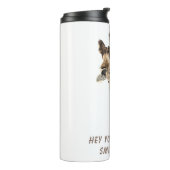 Funny Giraffe Tongue Out en Playful Wink Cartoon Thermosbeker (Gedraaid links)