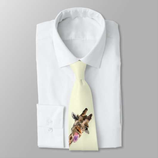 Funny Giraffe Tongue Out en Playful Wink - Hallo Stropdas (Gebonden)