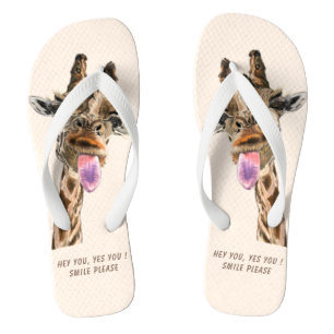 Funny Giraffe Tongue Out en Playful Wink Teenslippers