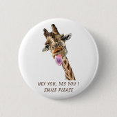 Funny Giraffe Tongue Out Playful Button (Voorkant)