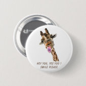 Funny Giraffe Tongue Out Playful Button (Voorkant /achterkant)