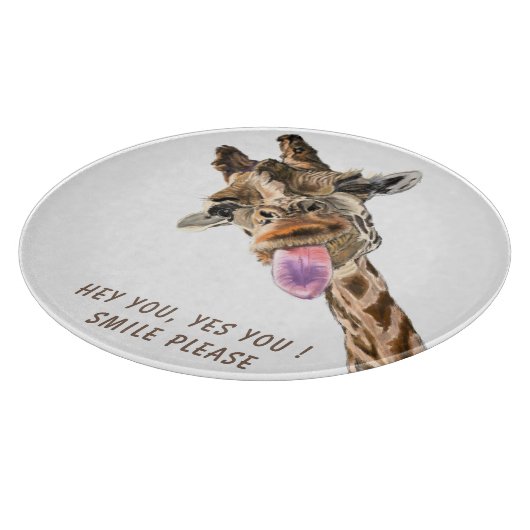 Funny Giraffe Tongue Out Playful Cutting Board Snijplank (Hoek)