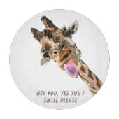Funny Giraffe Tongue Out Playful Cutting Board Snijplank (Voorkant)