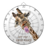 Funny Giraffe Tongue Out Playful Dart Board Smile Dartbord (Voorkant)