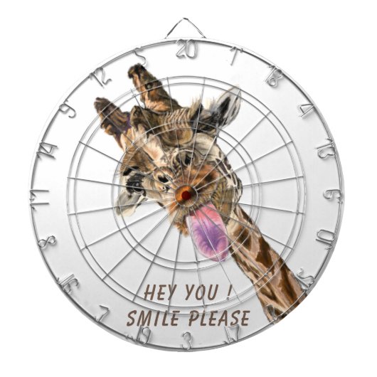 Funny Giraffe Tongue Out Playful Dart Board Smile Dartbord (Voorkant)