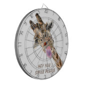 Funny Giraffe Tongue Out Playful Dart Board Smile Dartbord (Voorkant Links)