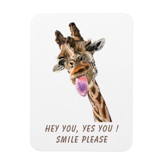 Funny Giraffe Tongue Out Playful Magnet Smile Magneet (Verticaal)