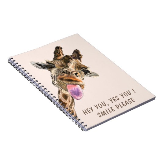 Funny Giraffe Tongue Out Playful Notitieboek Smile (Rechterzijde)