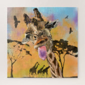 Funny Giraffe Tongue Out Playful Wink - Tekening Legpuzzel (Verticaal)