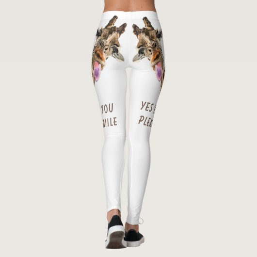Funny Giraffe Tongue Out Playful Wink - Voeg tekst Leggings (Achterkant)