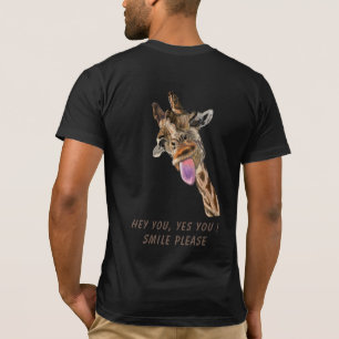 Funny Giraffe Tongue Out Playful Wink - Voeg tekst T-shirt