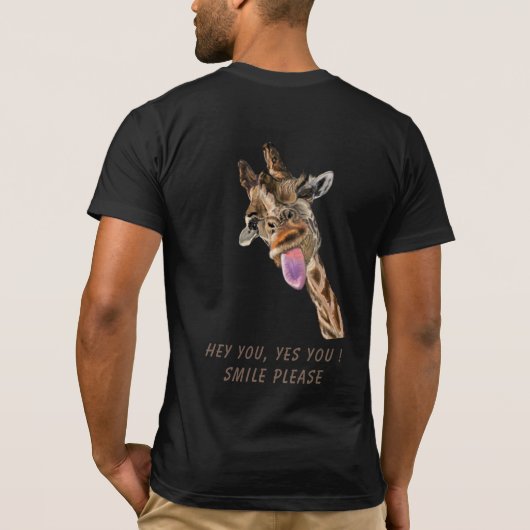 Funny Giraffe Tongue Out Playful Wink - Voeg tekst T-shirt (Achterkant)