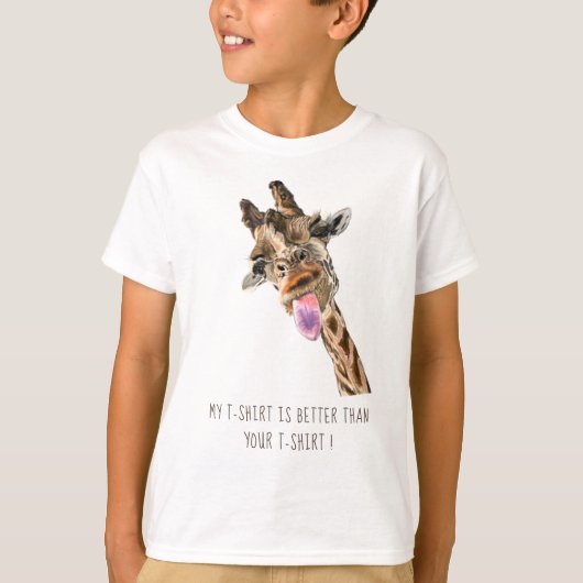 Funny Giraffe Tongue Out Playful Wink - Voeg tekst T-shirt (Voorkant)