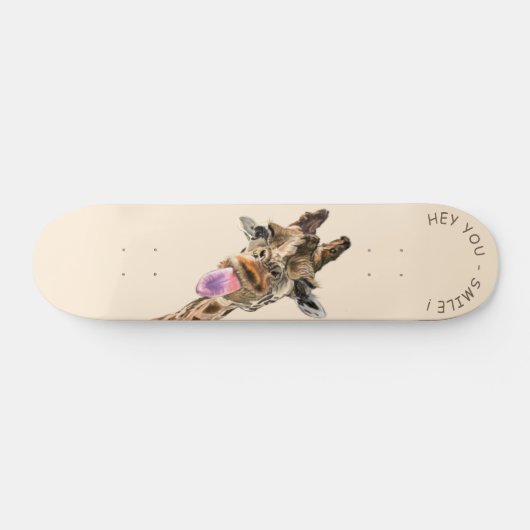 Funny Giraffe Tongue Out Skateboard - Smile (Horizontaal)