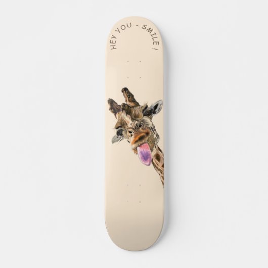 Funny Giraffe Tongue Out Skateboard - Smile (Voorkant)
