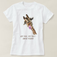Funny Giraffe Tongue Out T-shirt - Aangepaste teks