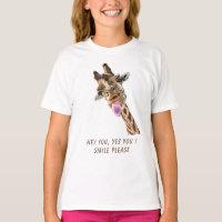 Funny Giraffe Tongue Out T-shirt - Aangepaste teks