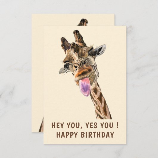 Funny Giraffe Verjaardag Kaart - aangepaste tekst (Voorkant / Achterkant)