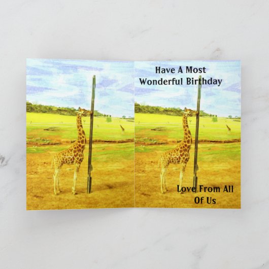 Funny Giraffe Waterverf, Birthday Kaart (Binnen)