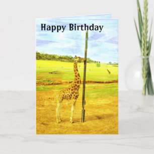 Funny Giraffe Waterverf, Birthday Kaart