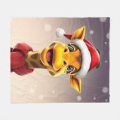 Funny giraffe wearing a Santa hat Fleece Deken (Voorkant (Horizontaal))